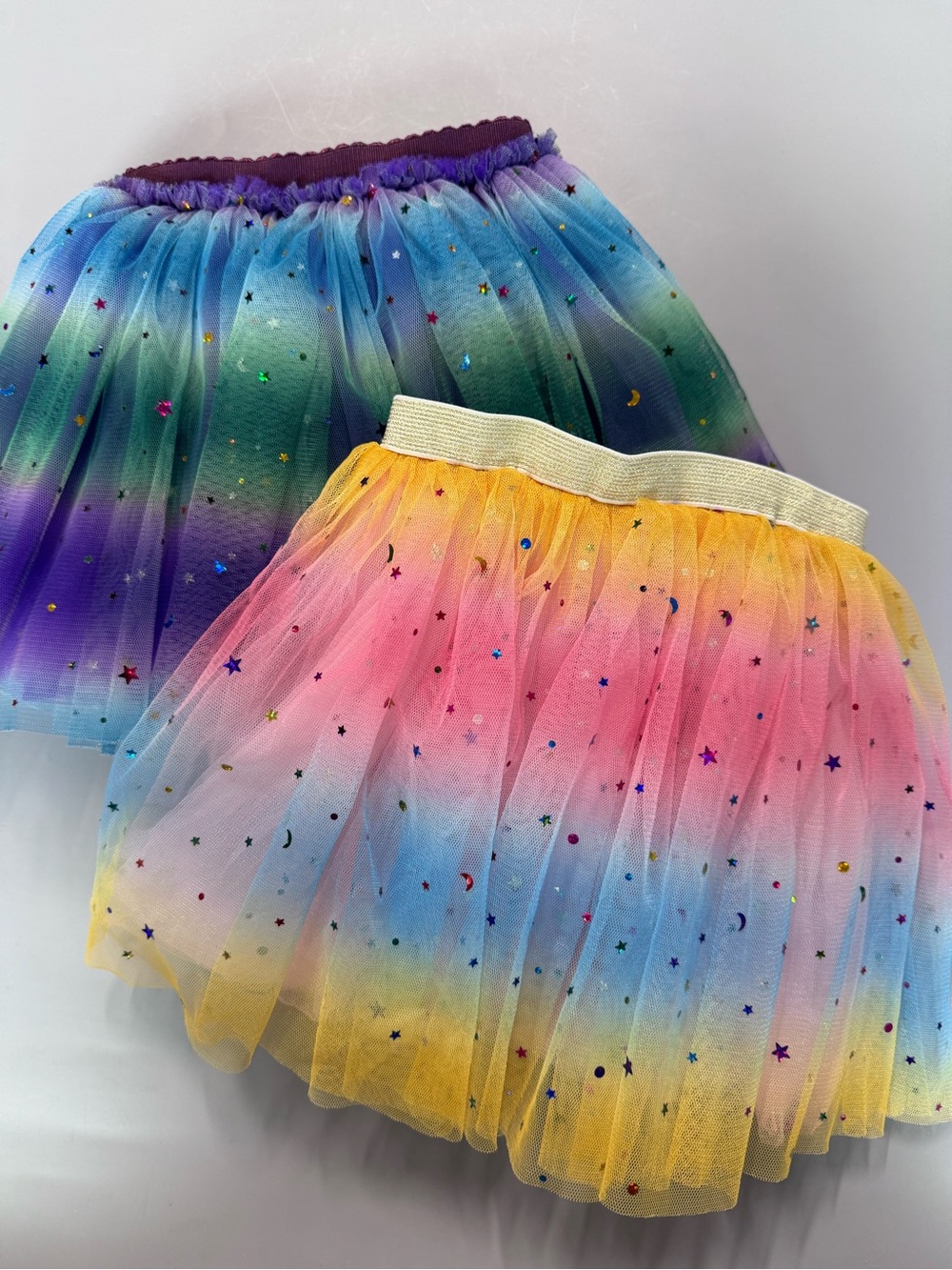 ❤️3/$30 Girls Rainbow Pastel & Galaxy Tutu Skirts Tulle Sequin Star Moon 4-5Y
